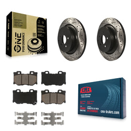 Rear Drilled Slot Brake Rotors Ceramic Pad Kit For INFINITI Q50 M37 Q60 Q70 Q70L