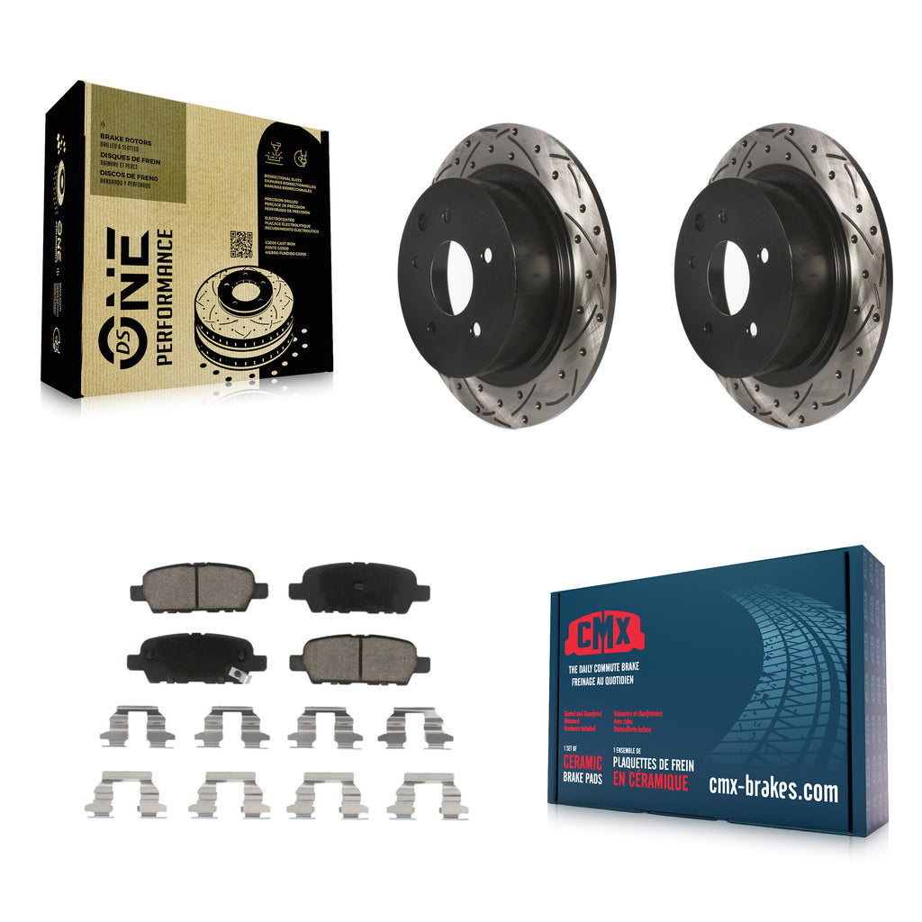 Rear Drill Slot Brake Rotor Ceramic Pad Kit For Nissan Altima Sentra Maxima Juke