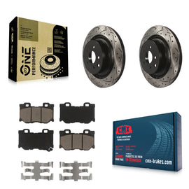 Rear Drilled Slot Brake Rotor Ceramic Pad Kit For INFINITI G37 Nissan 370Z Q60 Z
