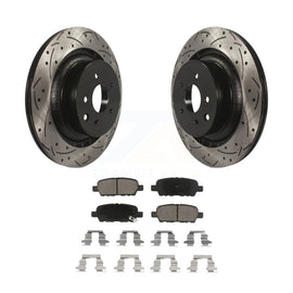 [Rear] 2014 INFINITI Q60 Sport Performance Drilled & Slotted Brake Rotor & Ceramic Pads Kit For Max Braking