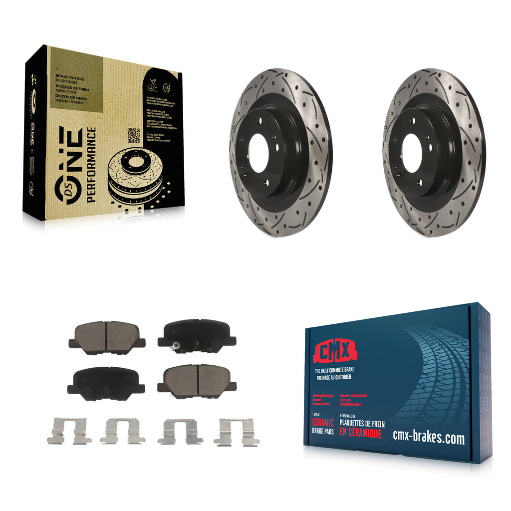 Rear Drill Slot Brake Rotors Ceramic Pad Kit For Mitsubishi Outlander Sport PHEV