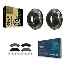 Load image into Gallery viewer, Rear Drill Slot Brake Rotors Ceramic Pad Kit For Chevrolet Express 2500 GMC 3500