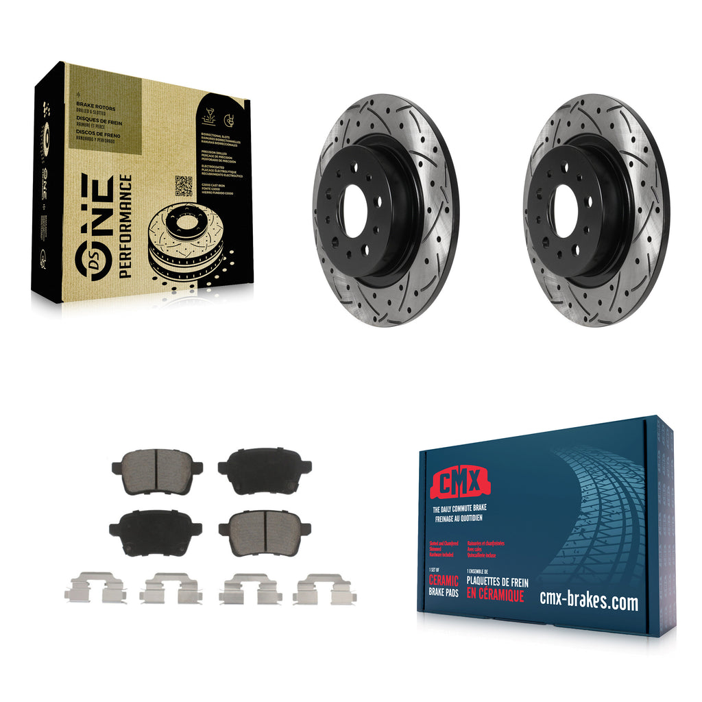 [Rear] 2014-2020 Fiat 500L Performance Drilled & Slotted Brake Rotor & Ceramic Pads Kit For Max Braking