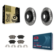 Charger l'image dans la galerie, [Rear] 2014-2020 Fiat 500L Performance Drilled &amp; Slotted Brake Rotor &amp; Ceramic Pads Kit For Max Braking