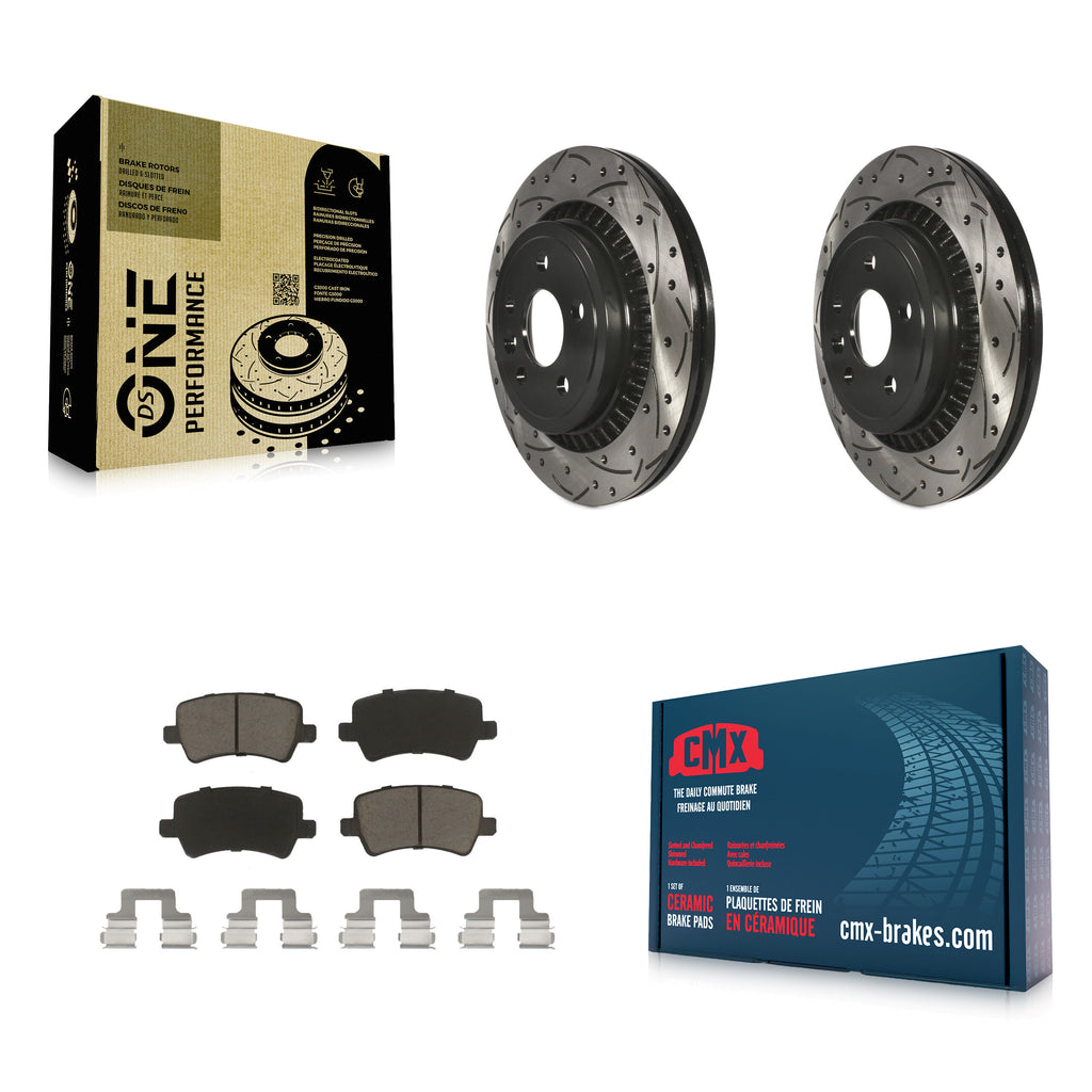 [Rear] 2010-2017 Volvo XC60 Performance Drilled & Slotted Brake Rotor & Ceramic Pads Kit For Max Braking