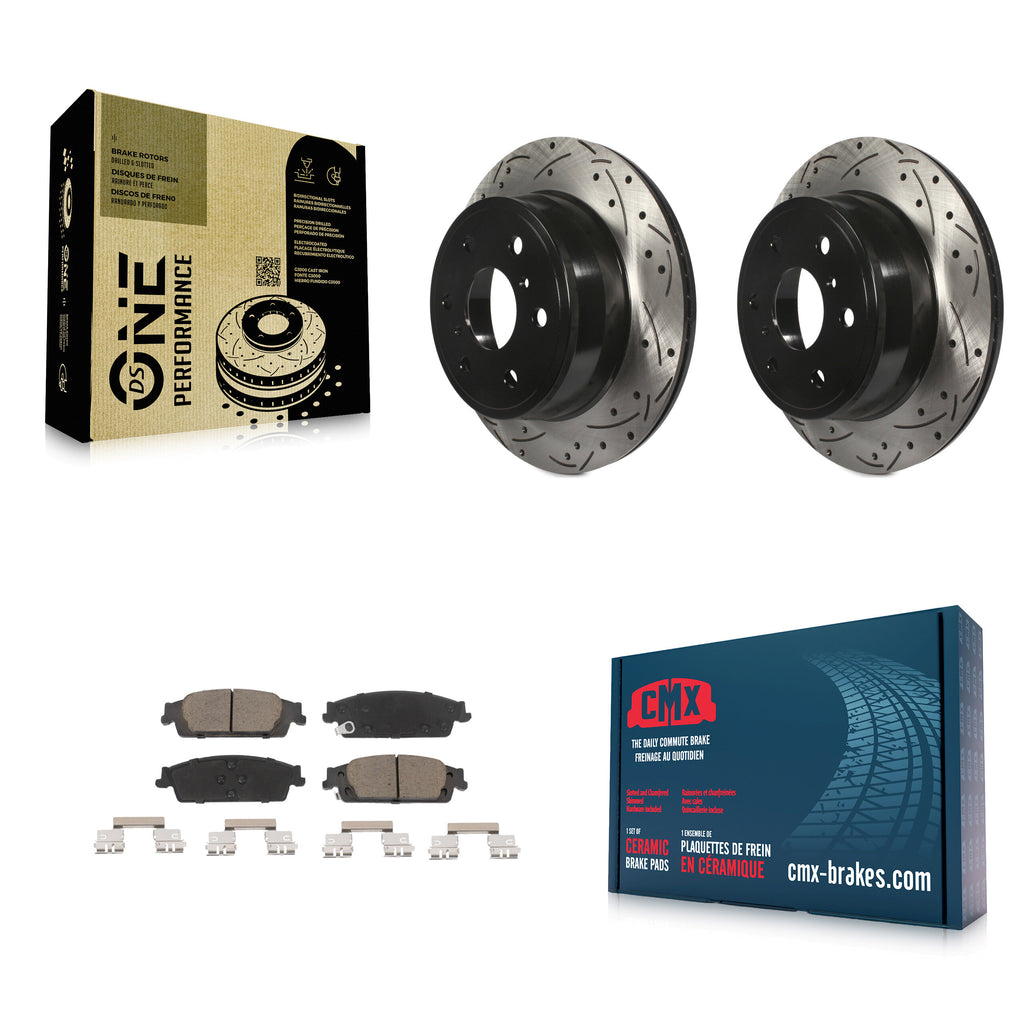 Rear Drill Slot Brake Rotors Ceramic Pad Kit For Chevrolet Silverado 1500 GMC XL