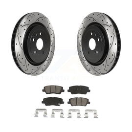 [Rear] 2015 Cadillac CTS 6.2L Performance Drilled & Slotted Brake Rotor & Ceramic Pads Kit For Max Braking