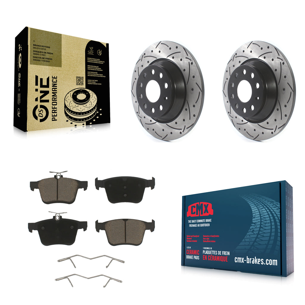 Rear Drill Slot Brake Rotors Ceramic Pad Kit For Volkswagen Tiguan Jetta Audi TT