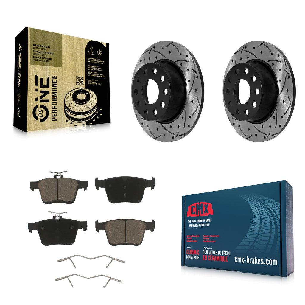 Rear Coat Drill Slot Disc Brake Rotors Ceramic Pad Kit For Volkswagen Jetta Taos