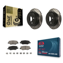 Charger l'image dans la galerie, Rear Coated Drilled Slot Disc Brake Rotor &amp; Ceramic Pad Kit For Jeep Wrangler JK