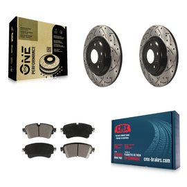 [Rear] 2017-2019 Audi A4 Quattro Performance Drilled & Slotted Brake Rotor & Ceramic Pads Kit For Max Braking