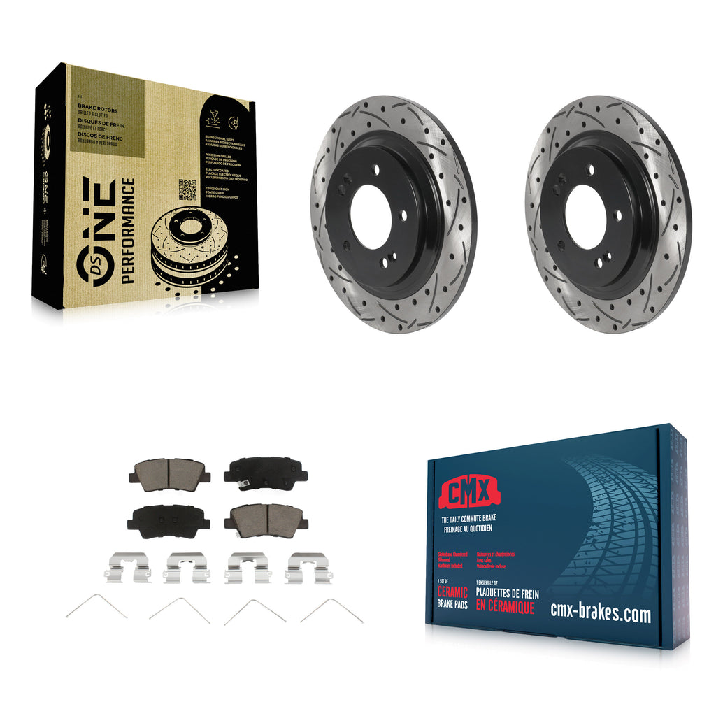 Rear Drilled Slot Brake Rotor Ceramic Pad Kit For Kia Niro Hyundai Ioniq Soul EV