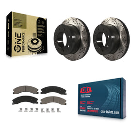 Rear Drill Slot Brake Rotors Ceramic Pad Kit For Chevrolet Silverado 2500 HD GMC