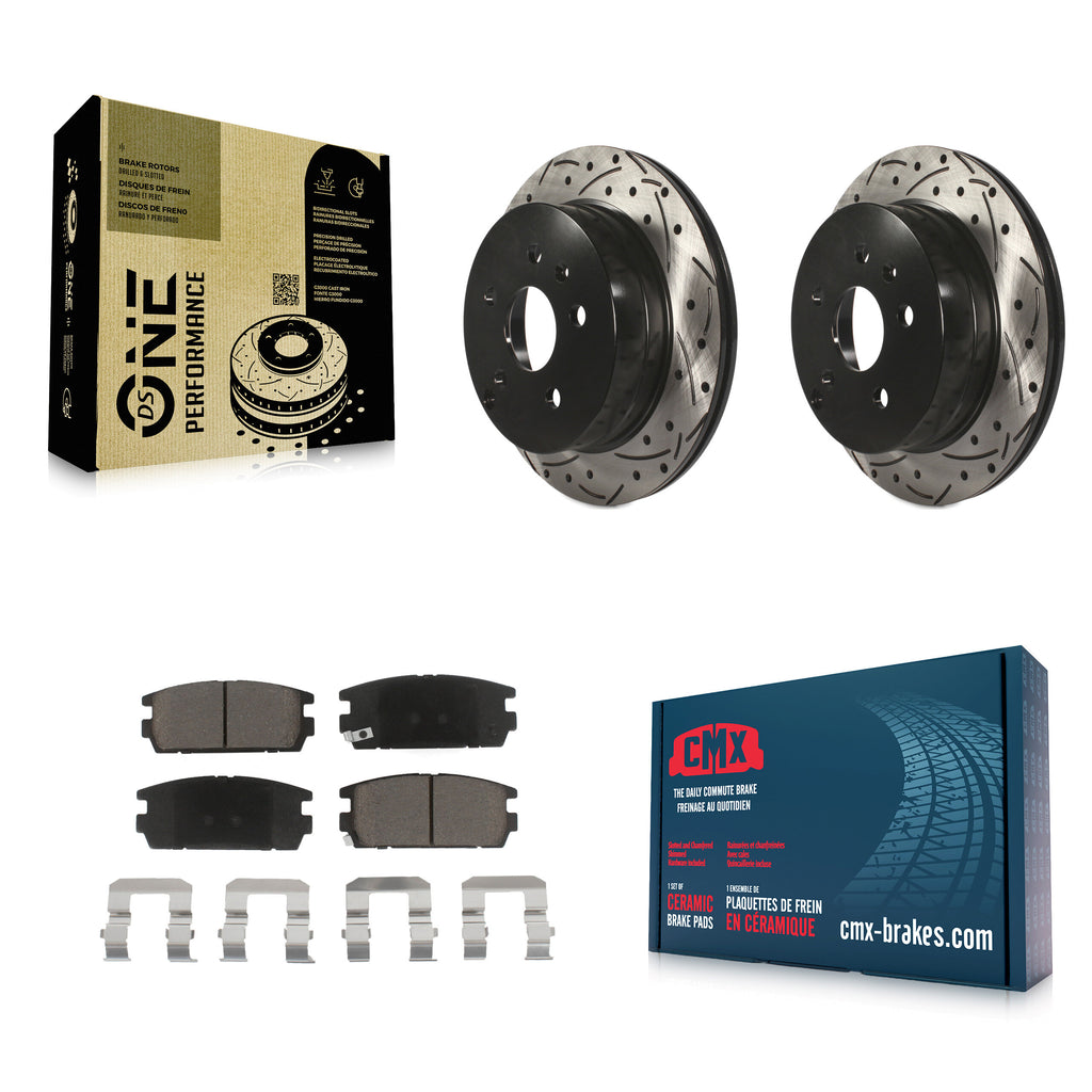 Rear Drilled Slot Brake Rotors Ceramic Pad Kit For Chevrolet Equinox GMC Terrain