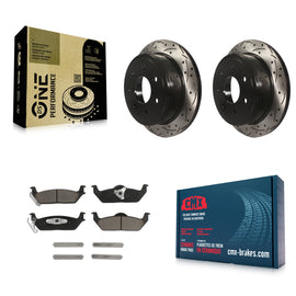 Rear Drill Slot Disc Brake Rotors Ceramic Pad Kit For Ford F-150 Lincoln Mark LT