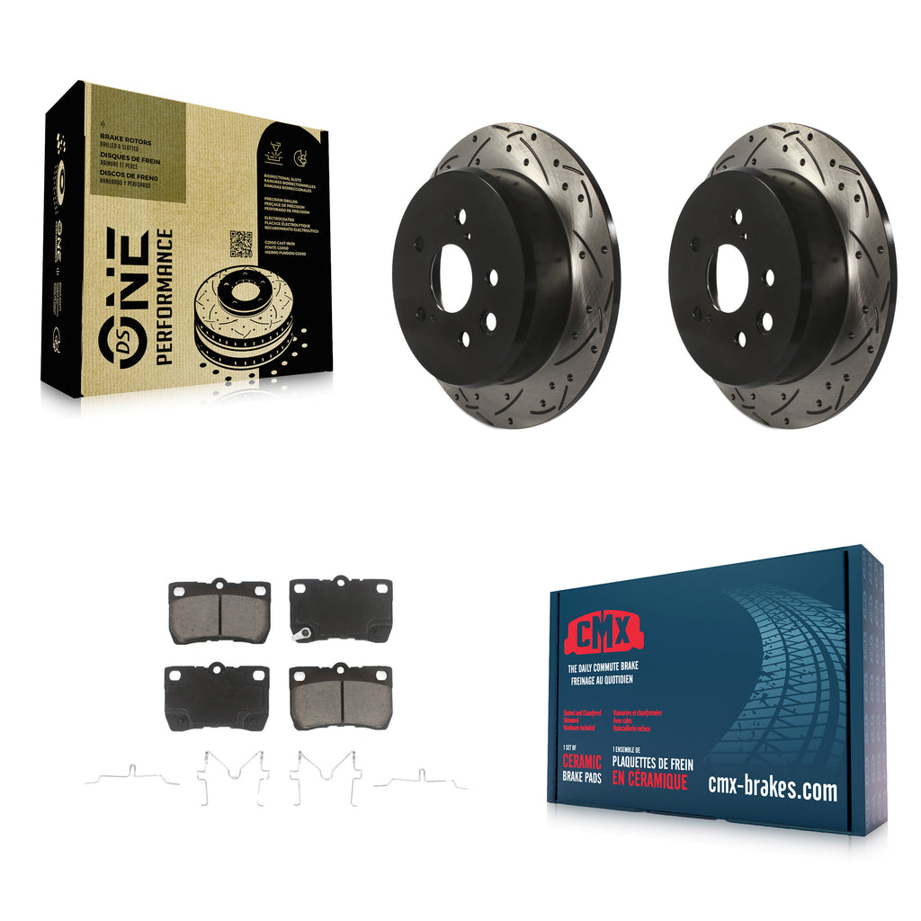 Rear Coated Drilled Slotted Disc Brake Rotor And Ceramic Pad Kit For Lexus IS250