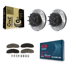 Charger l'image dans la galerie, Front Drill Slot Brake Rotor Hub Ceramic Pad Kit For Ford F-250 Super Duty F-350