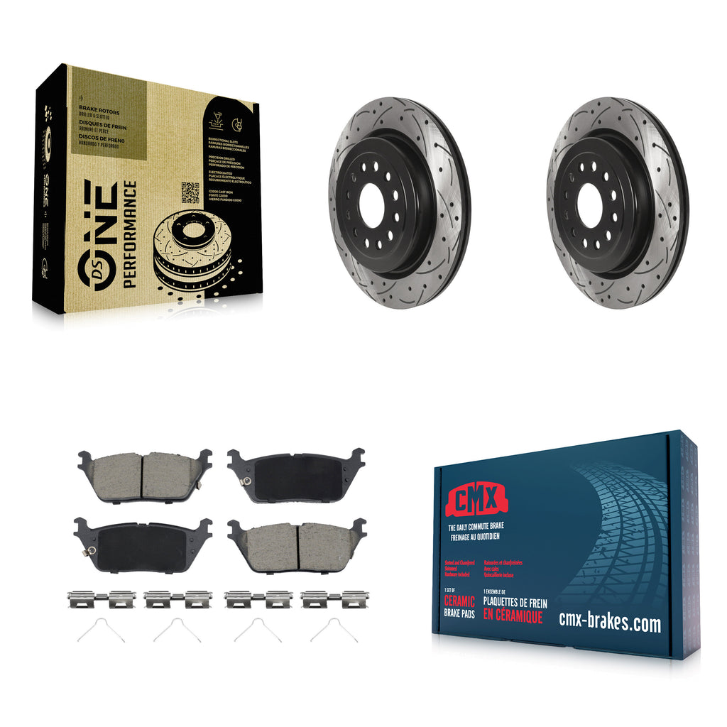 Rear Coated Drilled Slotted Disc Brake Rotors And Ceramic Pads Kit For Ram 1500