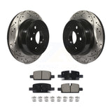 Rear Coated Drilled Slotted Disc Brake Rotor Ceramic Pad Kit For GMC Sierra 1500