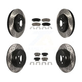 Front Rear Coated Drill Slot Disc Brake Rotors Ceramic Pad Kit For Dodge Charger