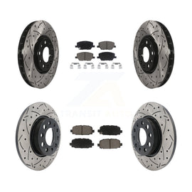 Front Rear Coated Drilled Slot Disc Brake Rotor Ceramic Pad Kit For Jeep Compass
