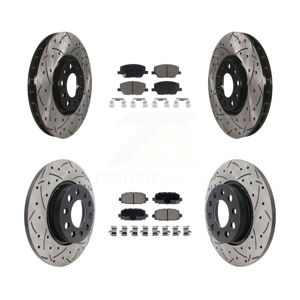 Front Rear Coated Drilled Slot Disc Brake Rotor Ceramic Pad Kit For Jeep Compass