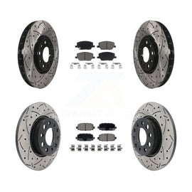 Front Rear Coated Drilled Slot Disc Brake Rotor Ceramic Pad Kit For Jeep Compass