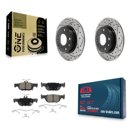 Rear Coated Drilled Slotted Disc Brake Rotor & Ceramic Pad Kit For Mazda 3 CX-30