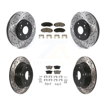 Charger l'image dans la galerie, Front Rear Coated Drilled Slot Disc Brake Rotor Ceramic Pad Kit For Honda Accord