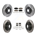 Front Rear Coated Drilled Slot Disc Brake Rotor Ceramic Pad Kit For Honda Accord