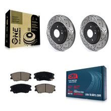 Load image into Gallery viewer, Front Coated Drilled Slotted Disc Brake Rotors &amp; Ceramic Pad Kit For Kia Soul EV