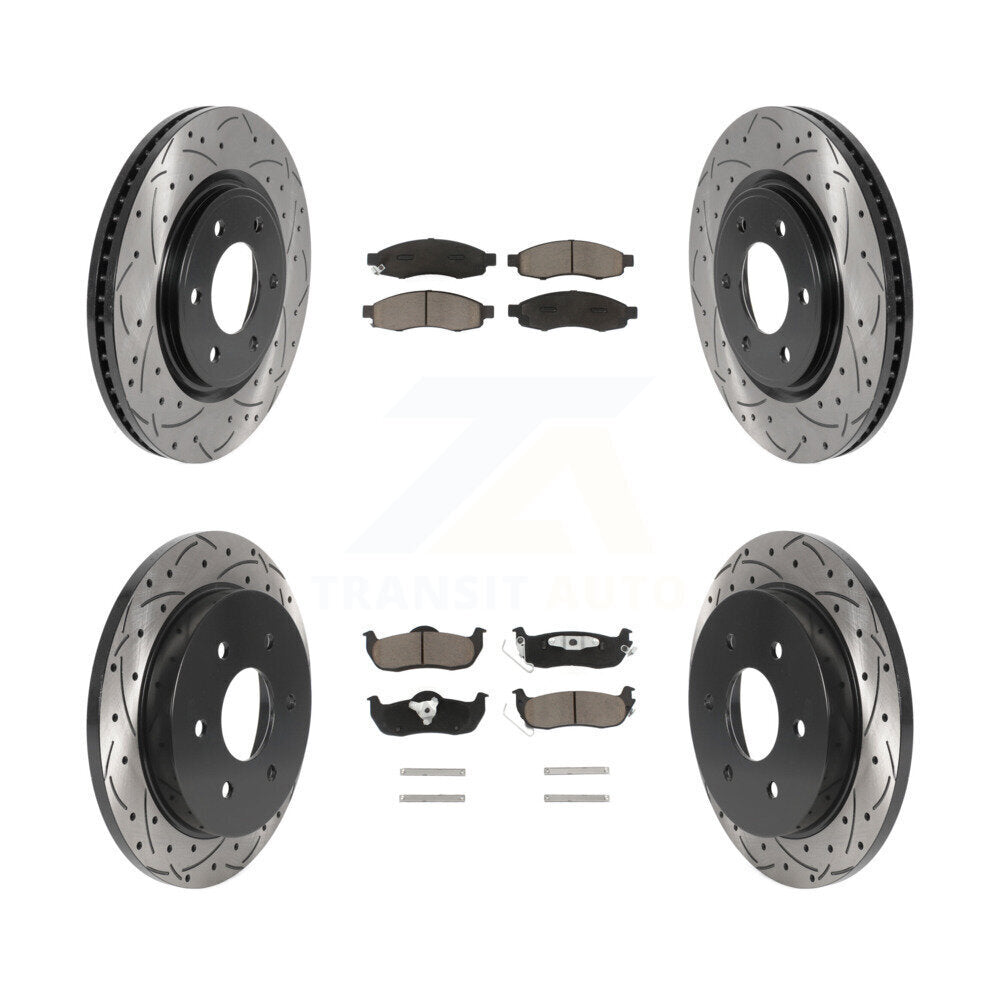 Front Rear Drill Slot Brake Rotor Ceramic Pad Kit For 07 Nissan TITAN From 04