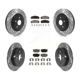 [Front+Rear] 2022 Toyota Camry TRD Performance Drilled & Slotted Brake Rotor & Ceramic Pads Kit For Max Braking