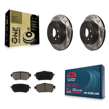 Charger l'image dans la galerie, [Rear] 2019 Nissan Rogue Sport S Performance Drilled &amp; Slotted Brake Rotor &amp; Ceramic Pads Kit For Max Braking