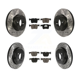 Front Rear Coated Drilled Slotted Disc Brake Rotors Ceramic Pad Kit For BMW 330i