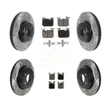 Front Rear Coated Drilled Slotted Disc Brake Rotors Ceramic Pad Kit For BMW 428i