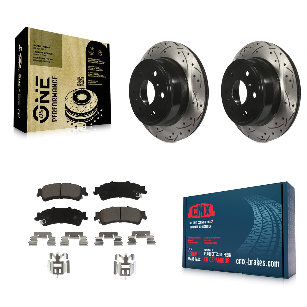 Rear Drilled Slot Disc Brake Rotor & Ceramic Pad Kit For GMC Sierra 1500 Classic