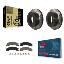 Load image into Gallery viewer, Rear Coat Drill Slot Disc Brake Rotor Ceramic Pad Kit For Chevrolet Express 4500