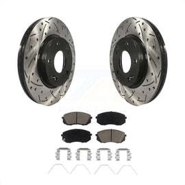 Front Drill Slot Brake Rotor Ceramic Pad Kit For 2022 Hyundai Kona AWD with 2.0L