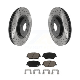 [Front] 2019-2022 Hyundai Nexo Performance Drilled & Slotted Brake Rotor & Ceramic Pads Kit For Max Braking