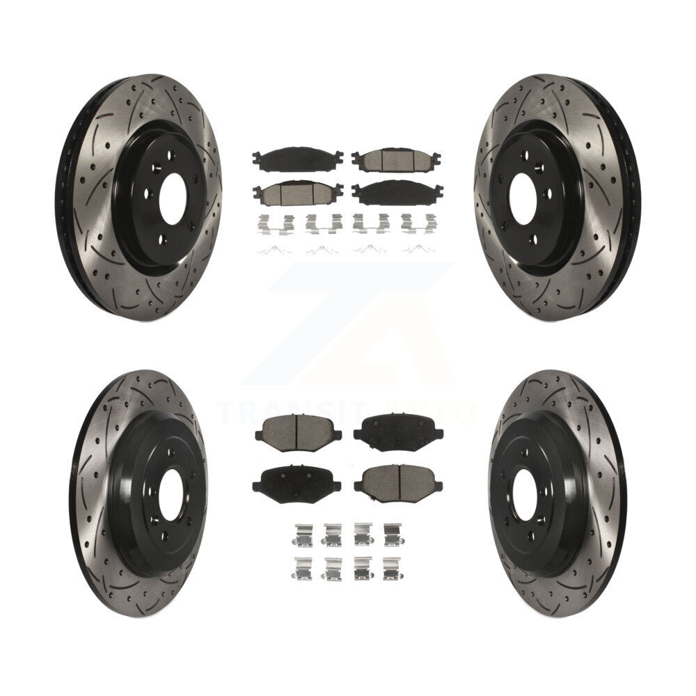 Front Rear Drilled Slot Brake Rotors Ceramic Pad Kit For 2016 Ford Explorer Base