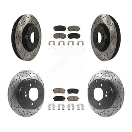 Front Rear Coated Drill Slot Disc Brake Rotor Ceramic Pad Kit For Hyundai Sonata
