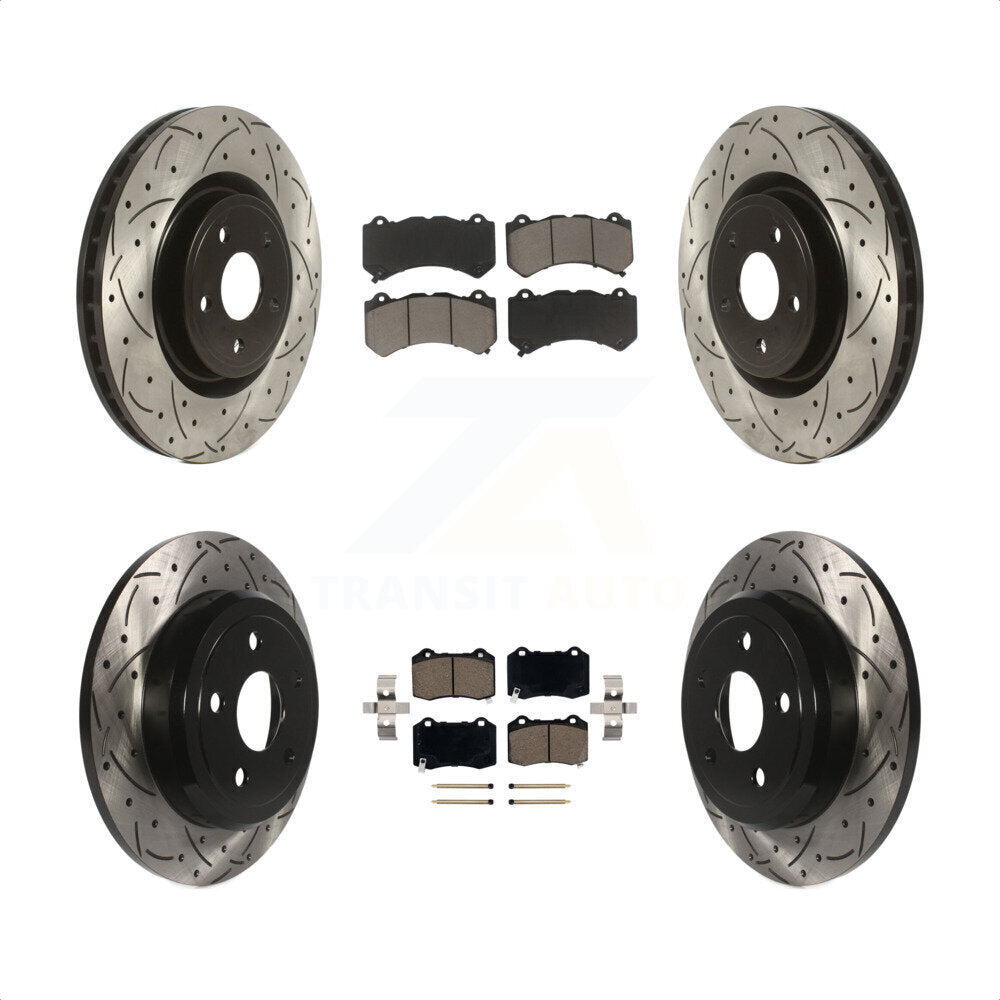 Front Rear Drilled Slot Brake Rotor Ceramic Pad Kit For Jeep Grand Cherokee 6.4L