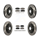 Front Rear Coated Drill Slot Disc Brake Rotors Ceramic Pad Kit For Jeep Cherokee