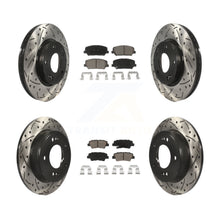 Charger l'image dans la galerie, [Front+Rear] 2018 Kia Forte SX Performance Drilled &amp; Slotted Brake Rotor &amp; Ceramic Pads Kit For Max Braking