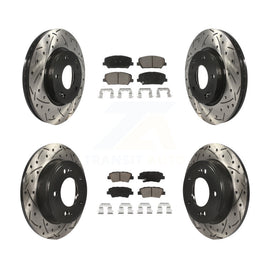 [Front+Rear] 2018 Kia Forte SX Performance Drilled & Slotted Brake Rotor & Ceramic Pads Kit For Max Braking