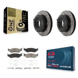 Rear Drilled Slot Brake Rotor Ceramic Pad Kit For Ford F-450 Super Duty F-550 IC