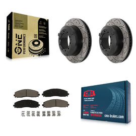Rear Coat Drill Slot Disc Brake Rotors Ceramic Pad Kit For Ford F-350 Super Duty