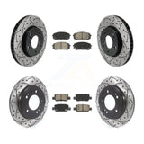 Front Rear Coat Drill Slot Disc Brake Rotors Ceramic Pad Kit For Hyundai Elantra