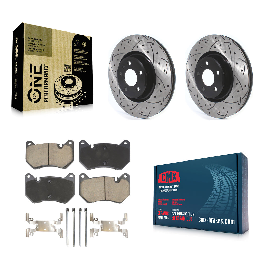 Front Coated Drilled Slot Disc Brake Rotor Ceramic Pad Kit For Audi Q5 Sportback